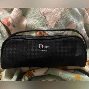 Dior Beauty black houndstooth zippy cosmetic bag VIP